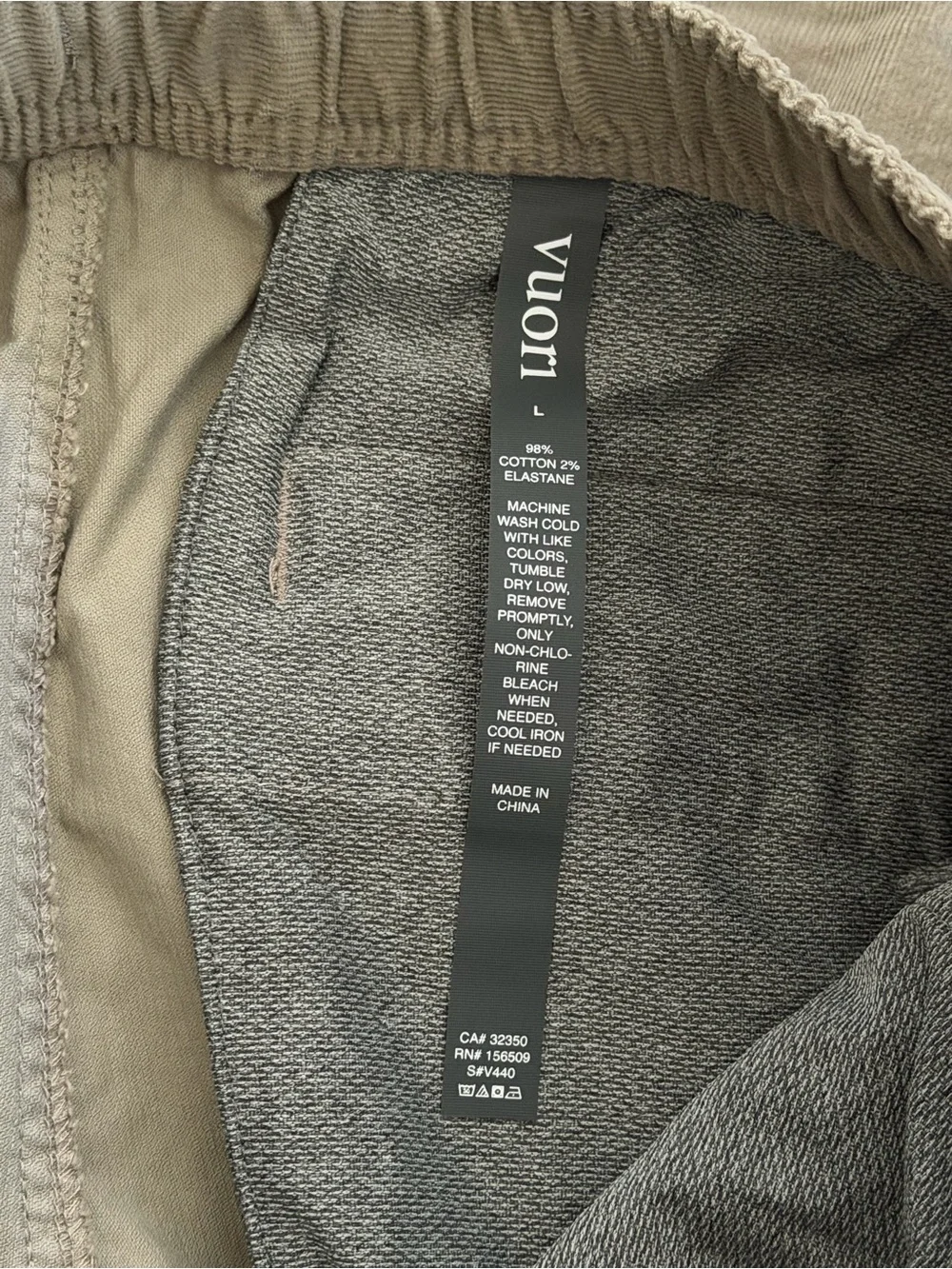 Vuori Men's Optimist Pant Corduroy Shiitake Sz Large V440 NWOT